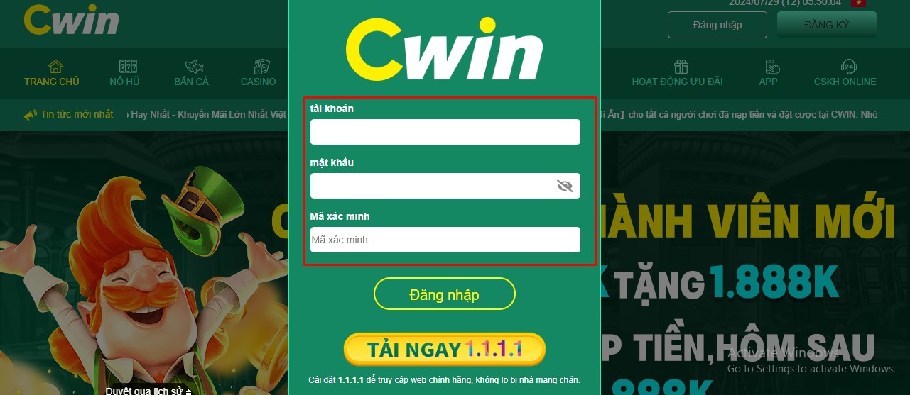 Khắc phục các vấn đề thường gặp khi đăng nhập cwin